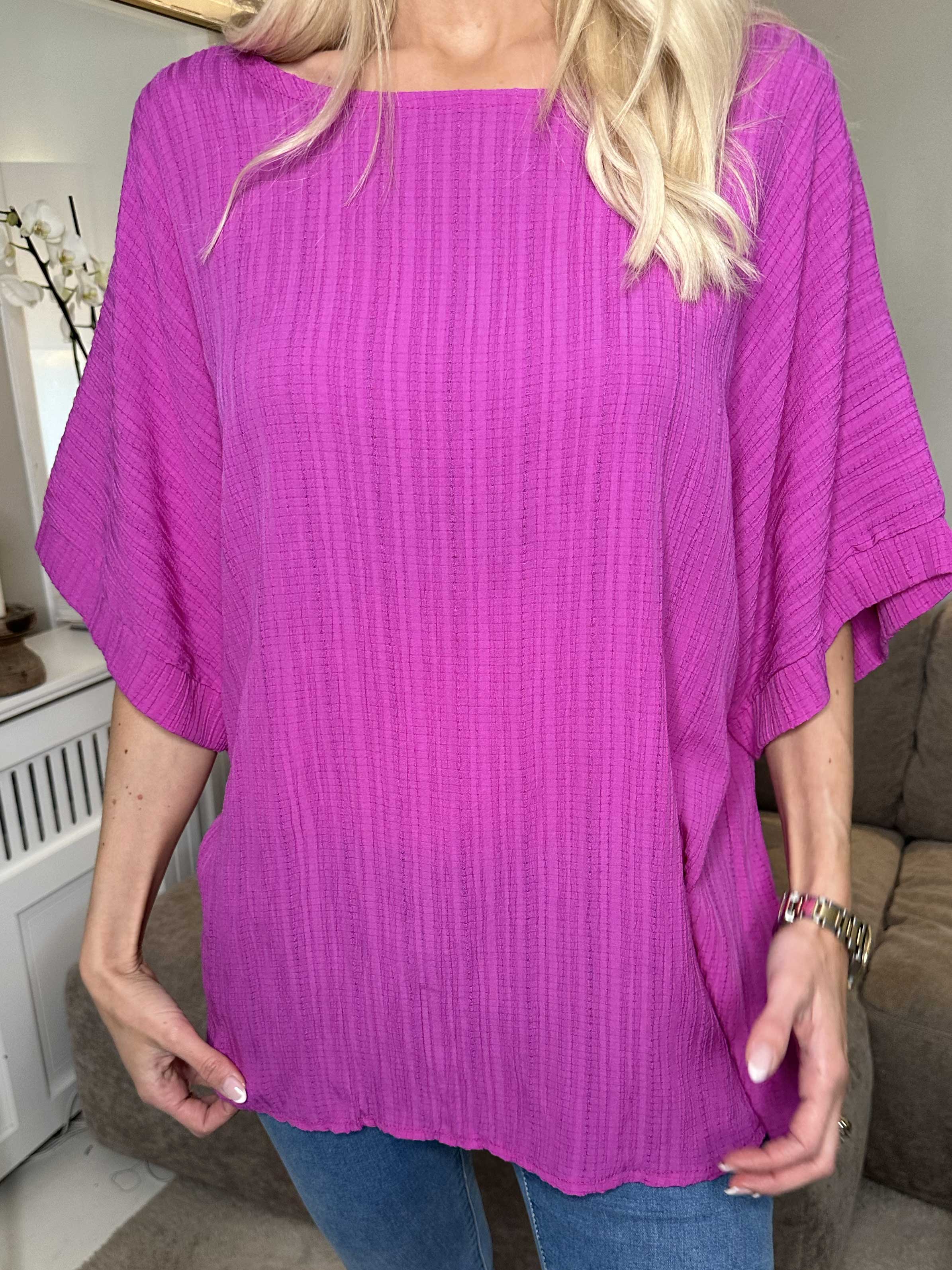 Cindy - Enfärgad blus i crepe-look